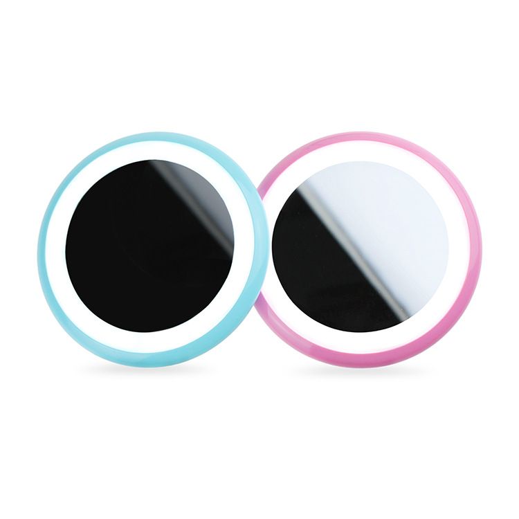 Round USB charging mini portable LED makeup mirror light, touch-up light, birthday gift details Picture