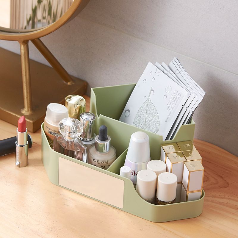 Fashionable multi-functional desktop with mirror, cosmetic storage box, miscellaneous storage rack, bathroom dressing table organization rack details Picture