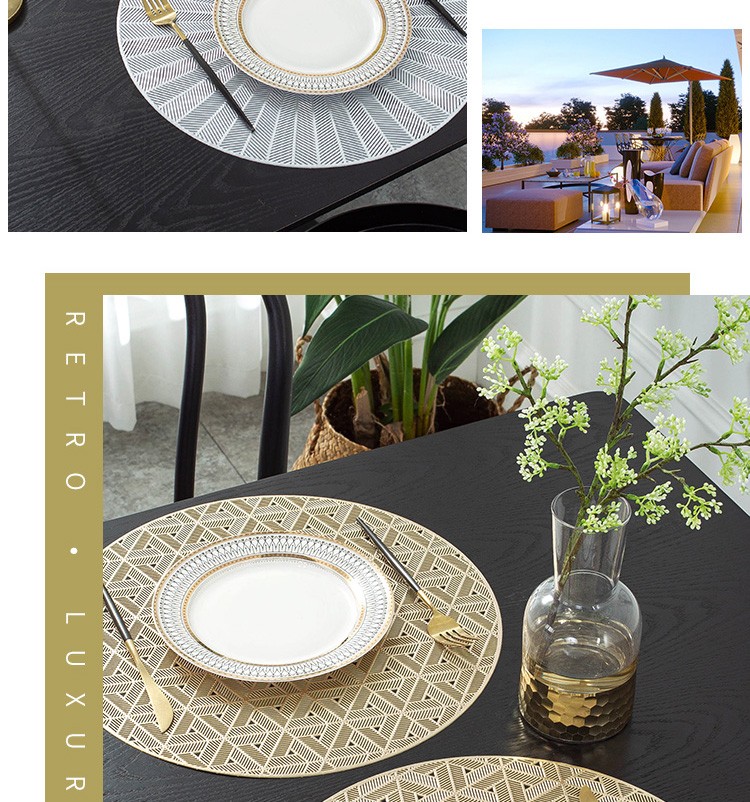 隔热防烫皮革pvc西餐垫子欧式轻奢家用餐桌垫布详情图11