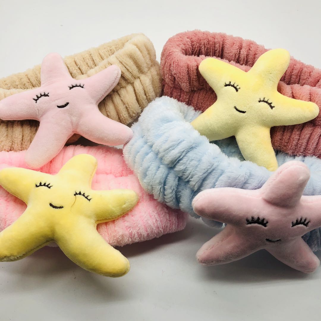 Cute stereoscopic starfish headband Korean style super cute ladies face wash headband plush elastic women's headband full figure