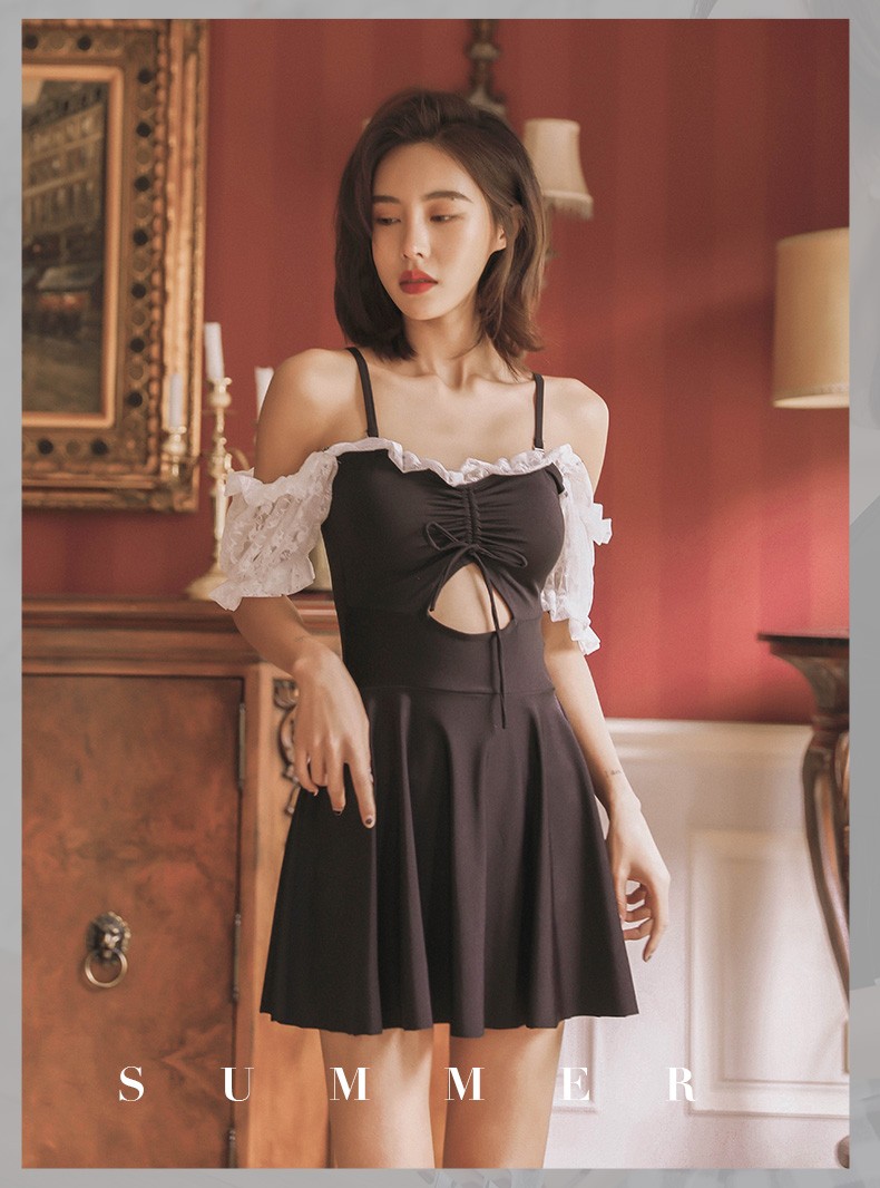 Lover Language Fairy Fan Cute Girl Sweet South Korean Ins Belly Cover Thin Conservative Student Swimsuit Female full figure