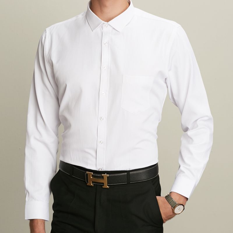 Winter large-sized men's long-sleeved shirt with fleece and thickened loose business formal wear, Korean-style casual base shirt for men