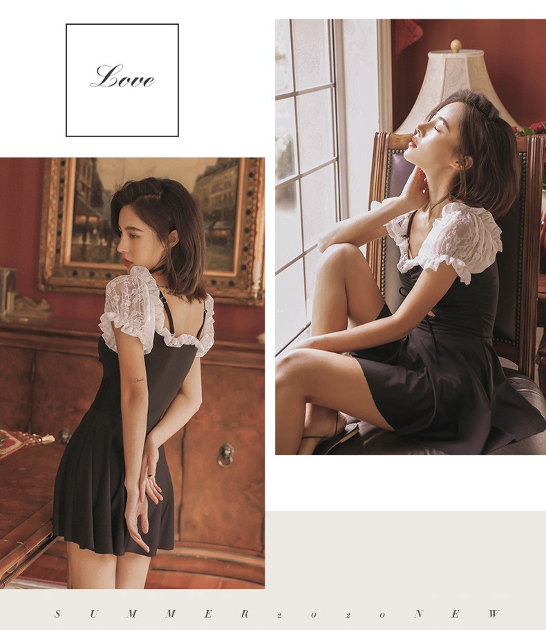 Lover Language Fairy Fan Cute Girl Sweet South Korean Ins Belly Cover Thin Conservative Student Swimsuit Female undefined