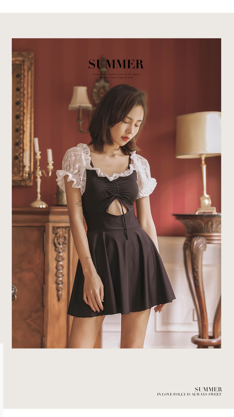 Lover Language Fairy Fan Cute Girl Sweet South Korean Ins Belly Cover Thin Conservative Student Swimsuit Female Application Scenario