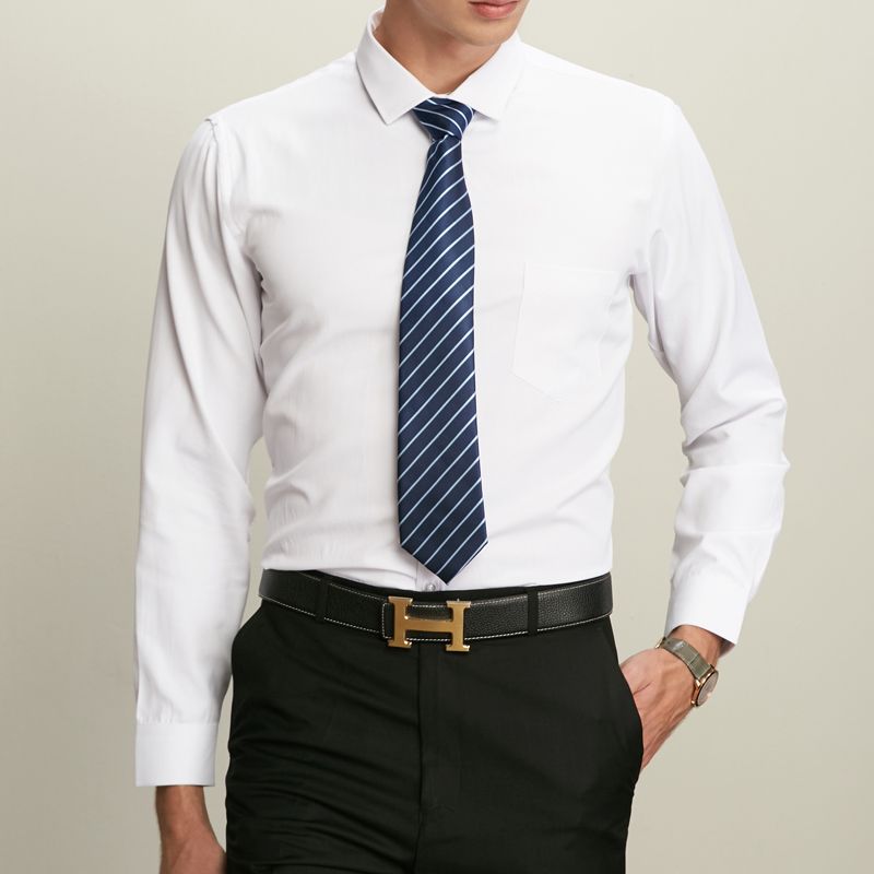 Winter large-sized men's long-sleeved shirt with fleece and thickened loose business formal wear, Korean-style casual base shirt for men details Picture