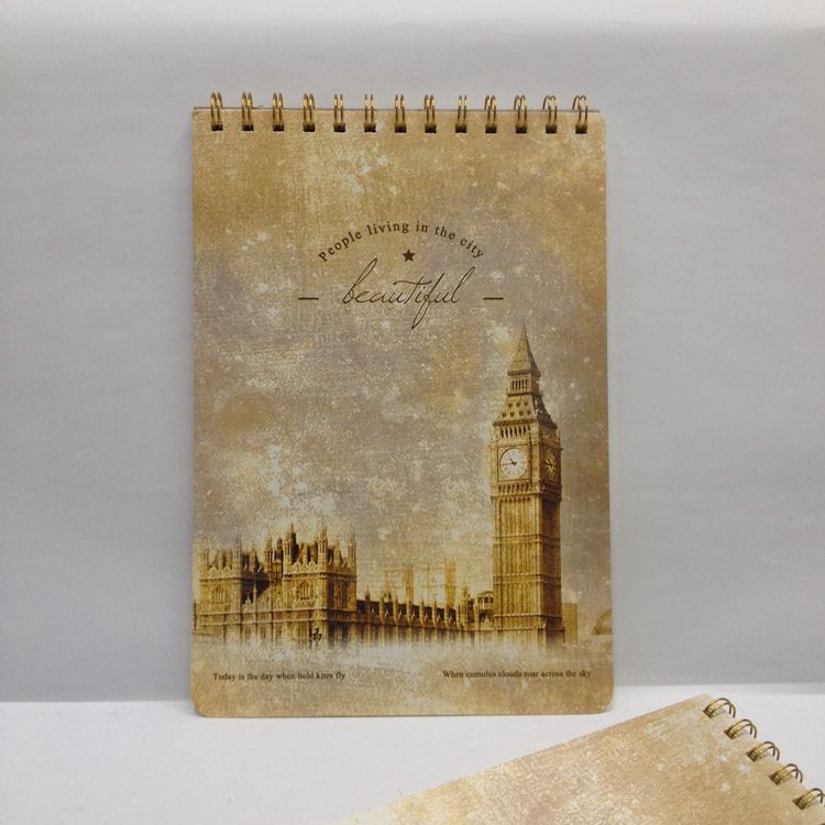 Coil Notebook B5 European architectural style Horizontal Line Notepad Retro style full figure