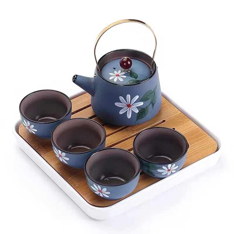 Hand-painted purple clay Kung Fu tea set, Japanese-style travel small set, simple household pottery Li Family 051 detail image 3
