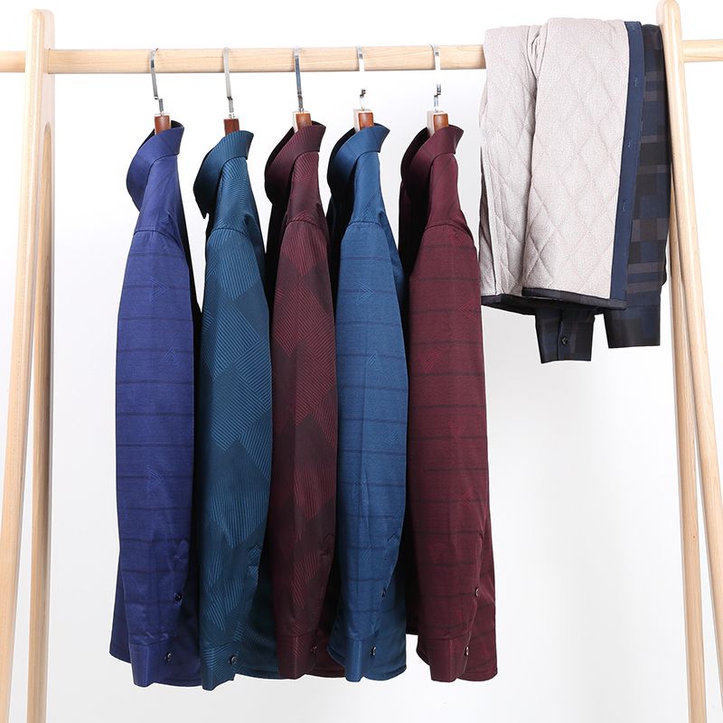 新款羊绒加厚返航衬衫男 加绒加厚商务休闲冬季首选男式保暖长袖