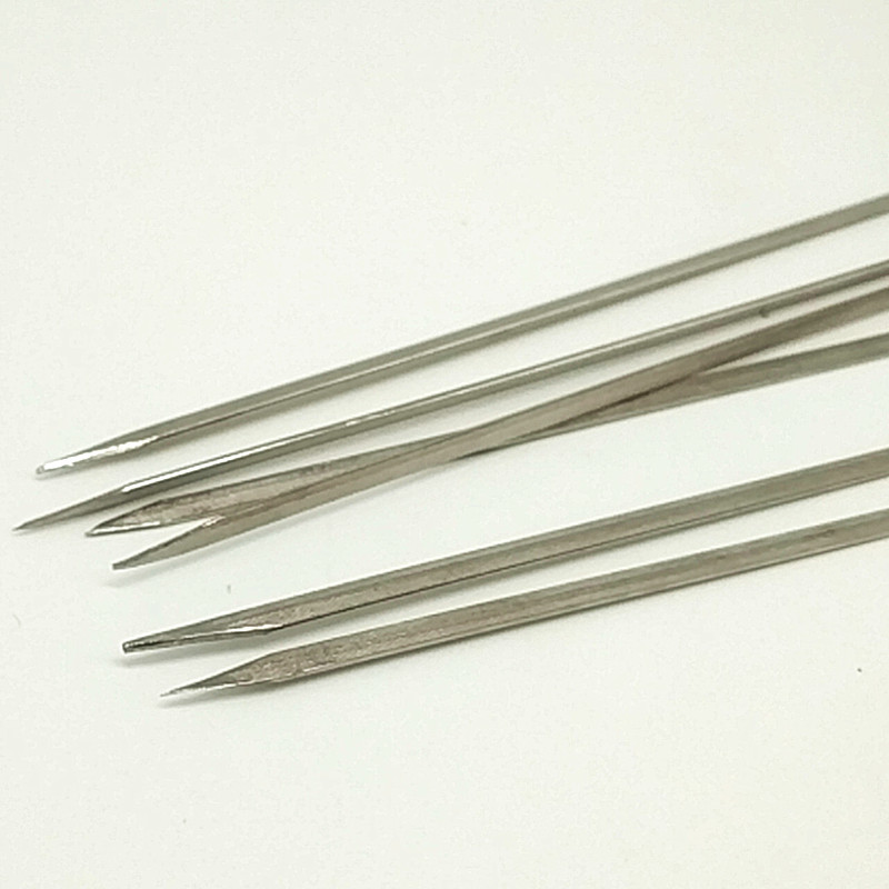 Bag of 6 BBQ flat needle Stainless steel BBQ stick quality BBQ tool Wooden handle bamboo knot needle details Picture