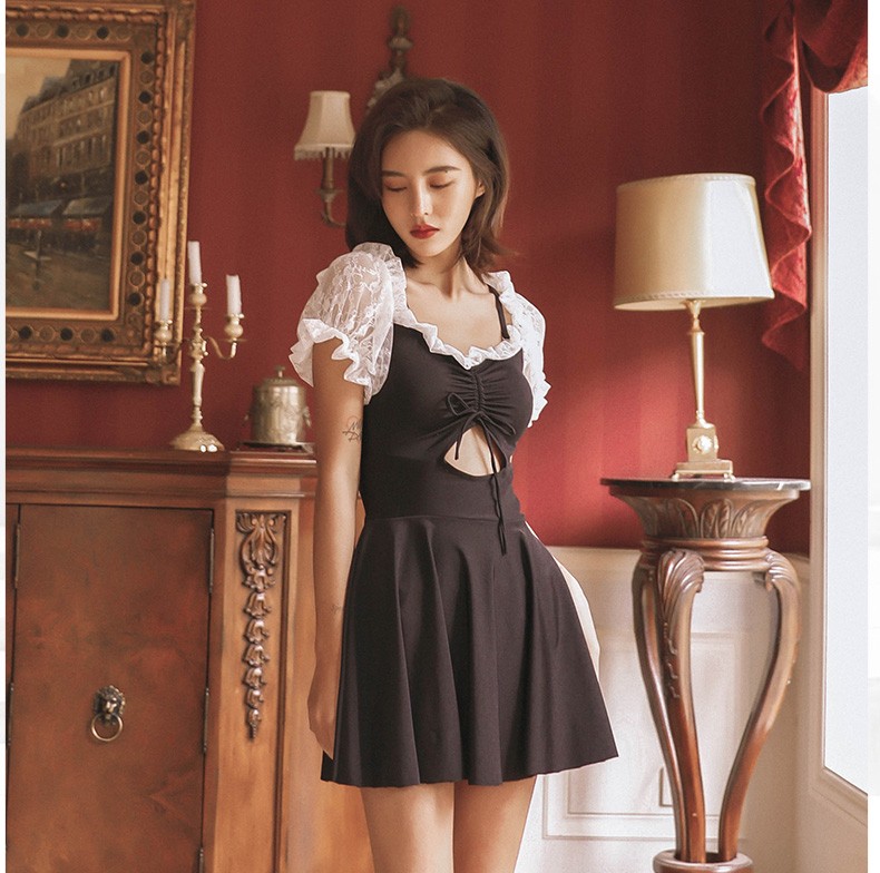 Lover Language Fairy Fan Cute Girl Sweet South Korean Ins Belly Cover Thin Conservative Student Swimsuit Female undefined