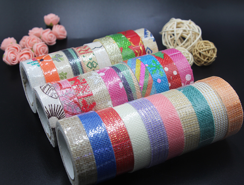 跨境电商麻布印花烫金装饰胶带详情图9