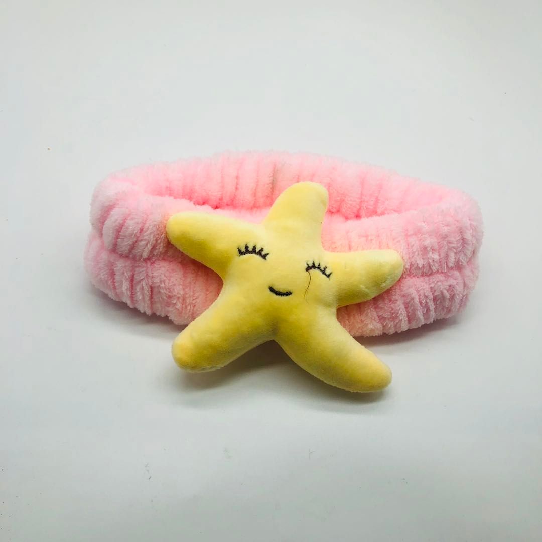 Cute stereoscopic starfish headband Korean style super cute ladies face wash headband plush elastic women's headband details Picture