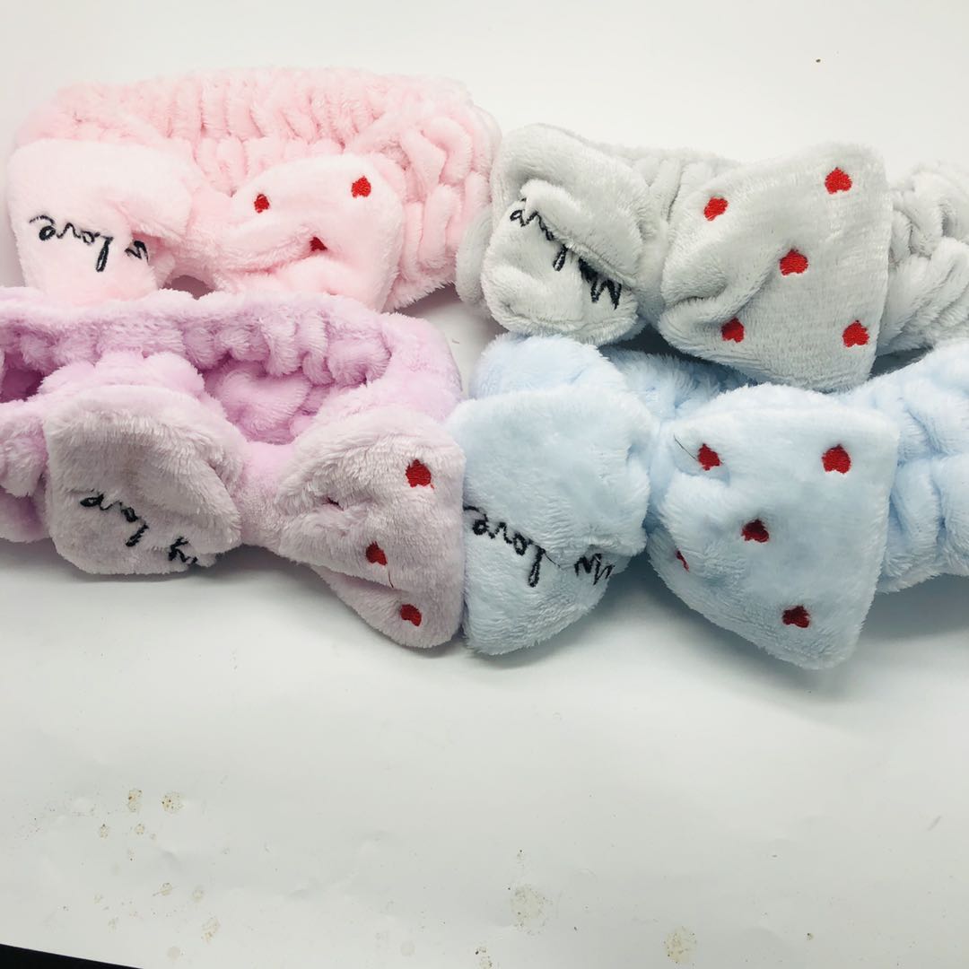 Korean fashion simple hair accessories fabric head with bow girl heart headwear face makeup hair band large colon full figure