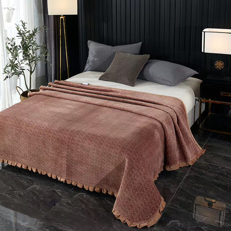 毛毯床上用品拉舍尔毛毯珊瑚绒法莱绒盖毯单色200*230详情图5