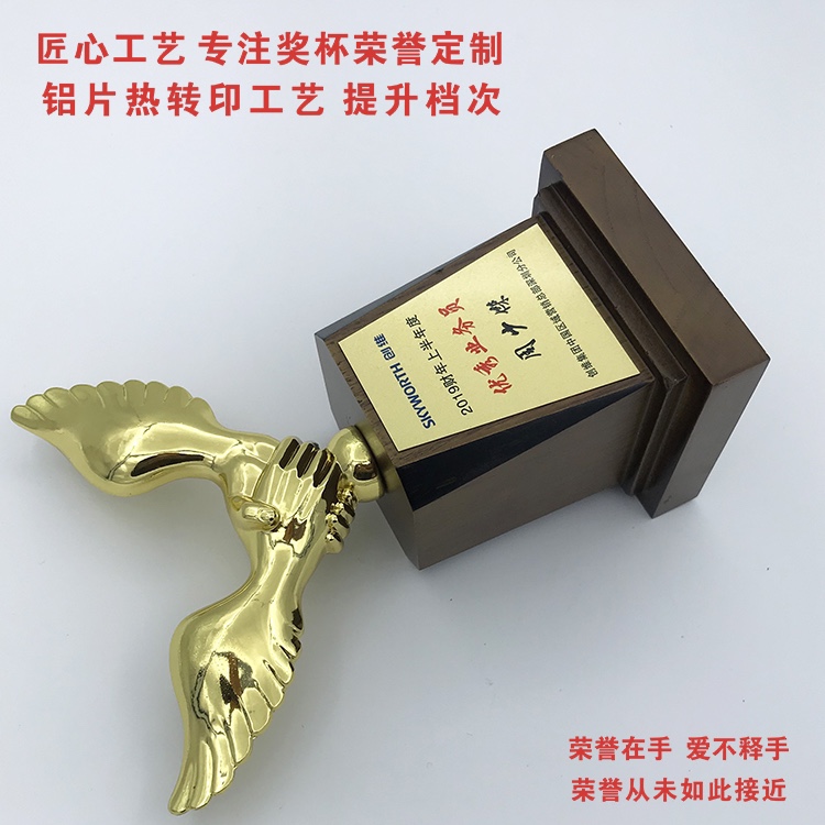Handshake wing trophy, metal alloy personalized design trophy Application Scenario