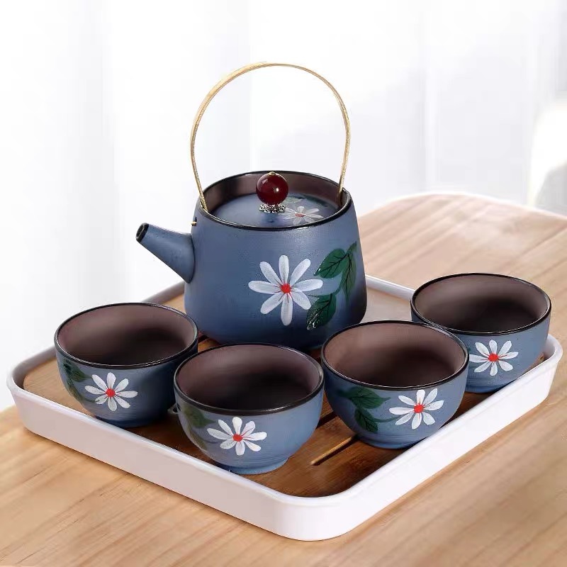 Hand-painted purple clay Kung Fu tea set, Japanese-style travel small set, simple household pottery Li Family 051 details Picture