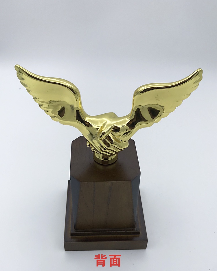 Handshake wing trophy, metal alloy personalized design trophy undefined
