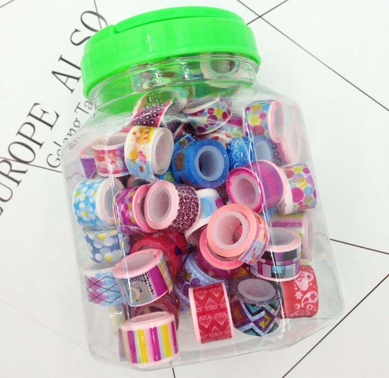 小清新印刷可爱迷你卡通胶带 1.2*3M 款式几百种DIY制作 100个/桶详情图4