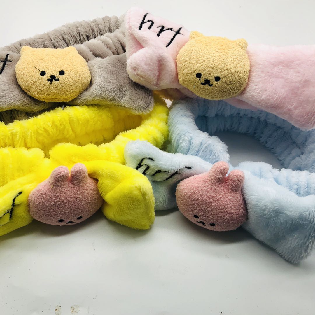 Cute stereoscopic bow headband Korean style super cute ladies face wash headband plush elastic women's headband full figure