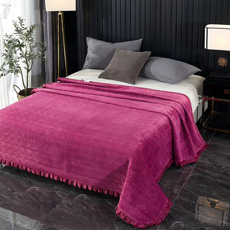 毛毯床上用品拉舍尔毛毯珊瑚绒法莱绒盖毯单色200*230详情图3