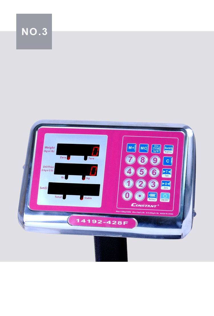 14192-428F pricing scale CAMRYJE62ZB weighing scale with corrugated steel surface and stainless steel head, wholesale electronic platform scale 150kg detail image 4