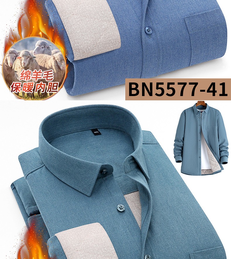 New men's winter 2020 cotton and wool warm shirts for men, men's fleece and thickened long-sleeved checked shirts detail image 14