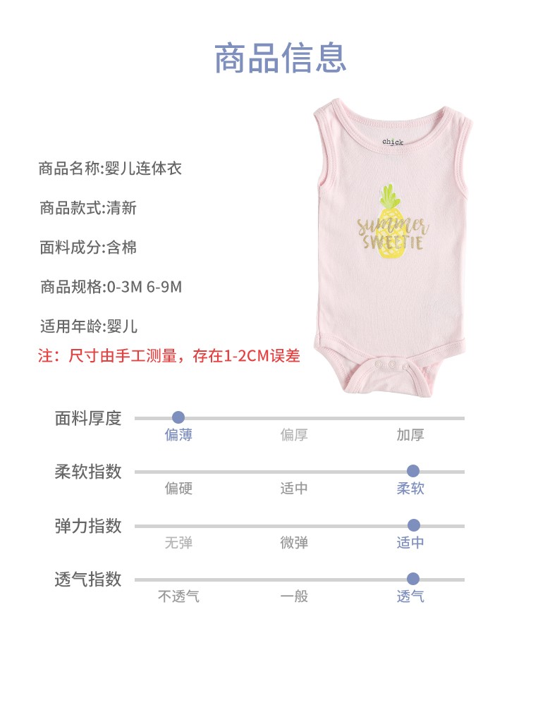 婴儿连体衣夏季薄款无袖三角哈衣纯棉宝宝爬服女新生儿连身包屁衣详情图1