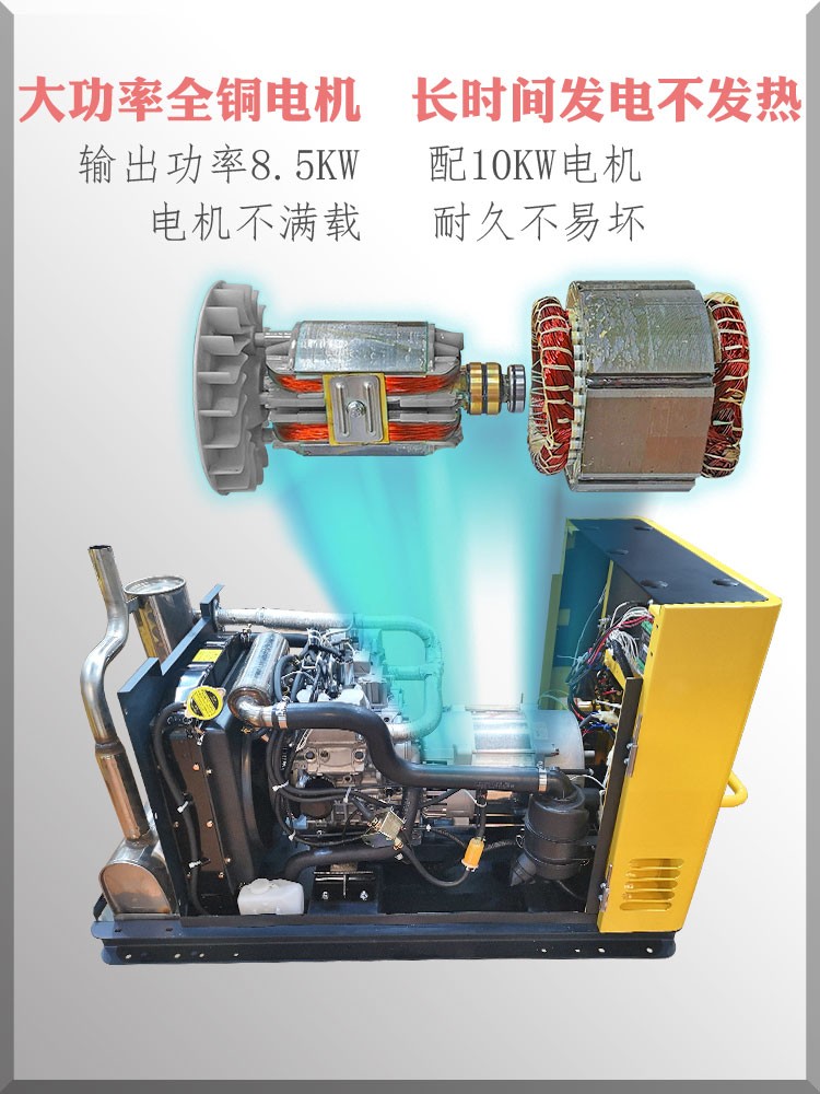 得瑞10KW超静音小型柴油发电机220V家用移动式船用车载详情图5