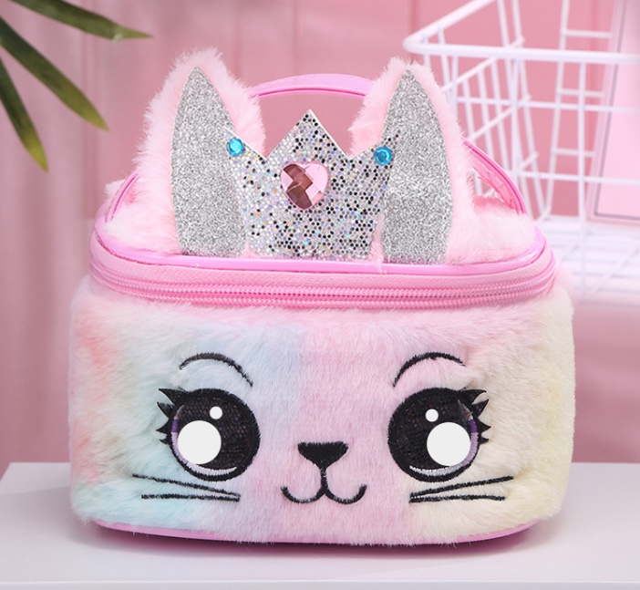 可爱猫咪毛毛收纳包化妆包