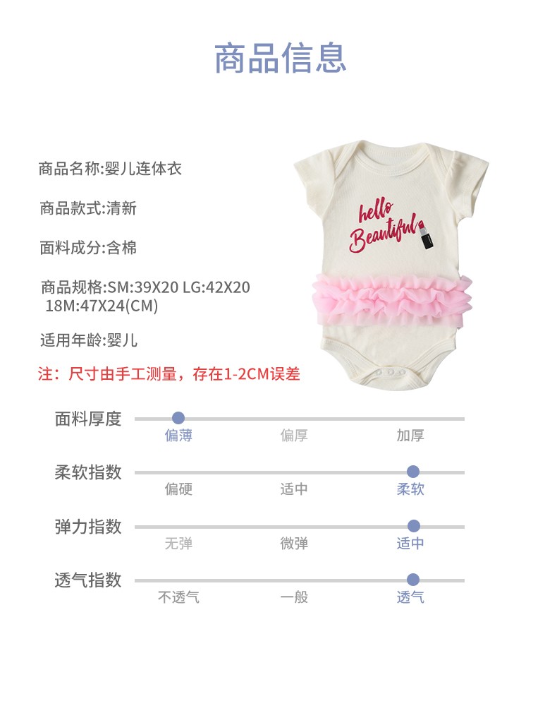 春夏季婴儿衣服 儿童女宝宝连体哈衣服新生儿三角爬服3件装短袖款详情图5