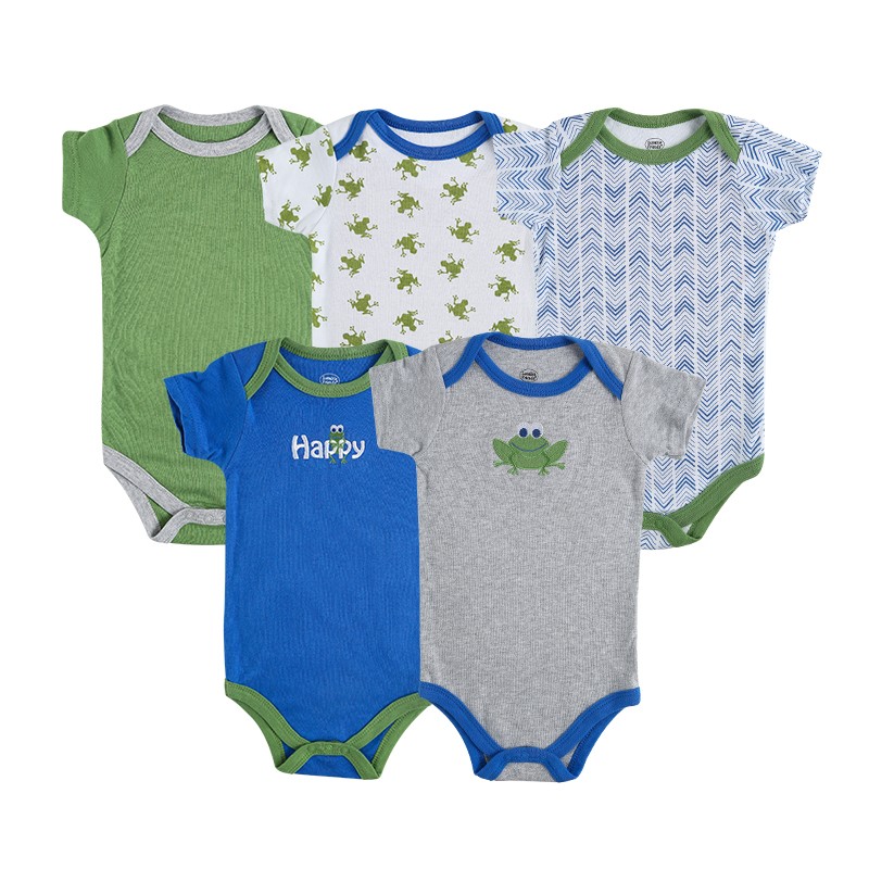 新生婴儿连体衣服夏装新款五件套纯棉三角哈衣宝宝爬服欧美卡通款详情图2