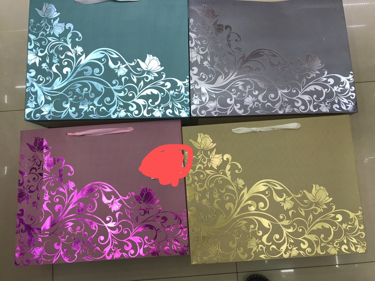 彩色烫金大版手提袋礼品袋线条花