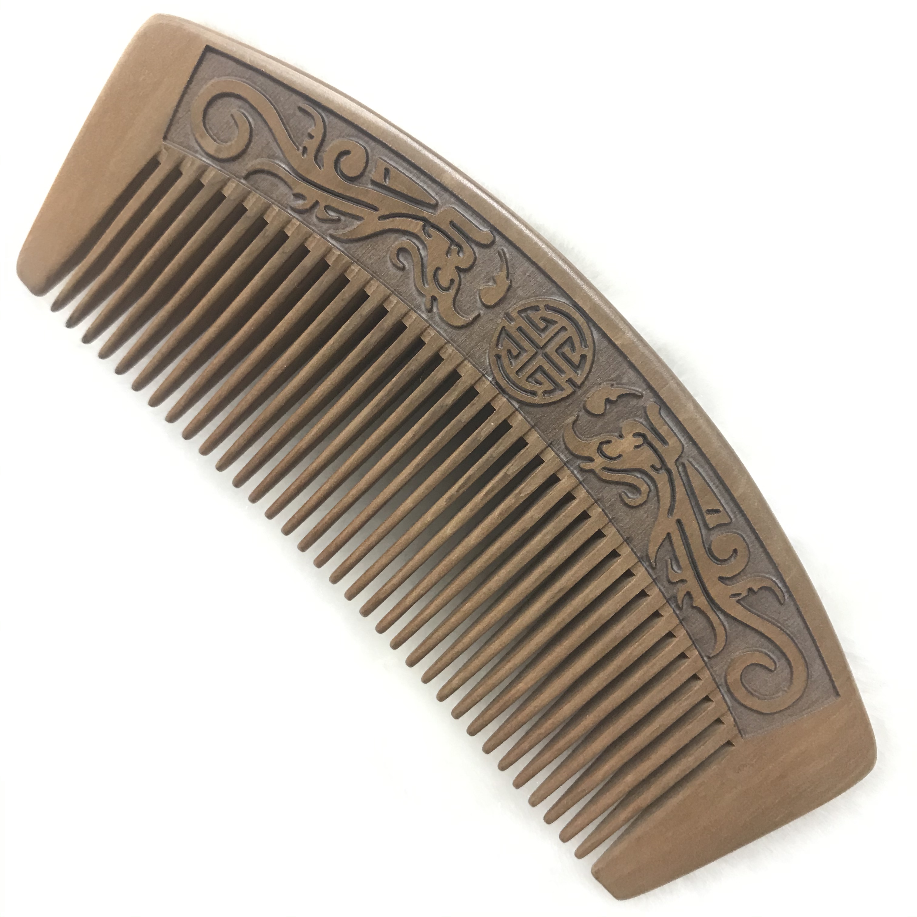 Factory direct sales of natural peach wood combs, double-sided engraved hand-combed combs, customizable logo moon-shaped combs. Specific dimensions are in the video detail image 1