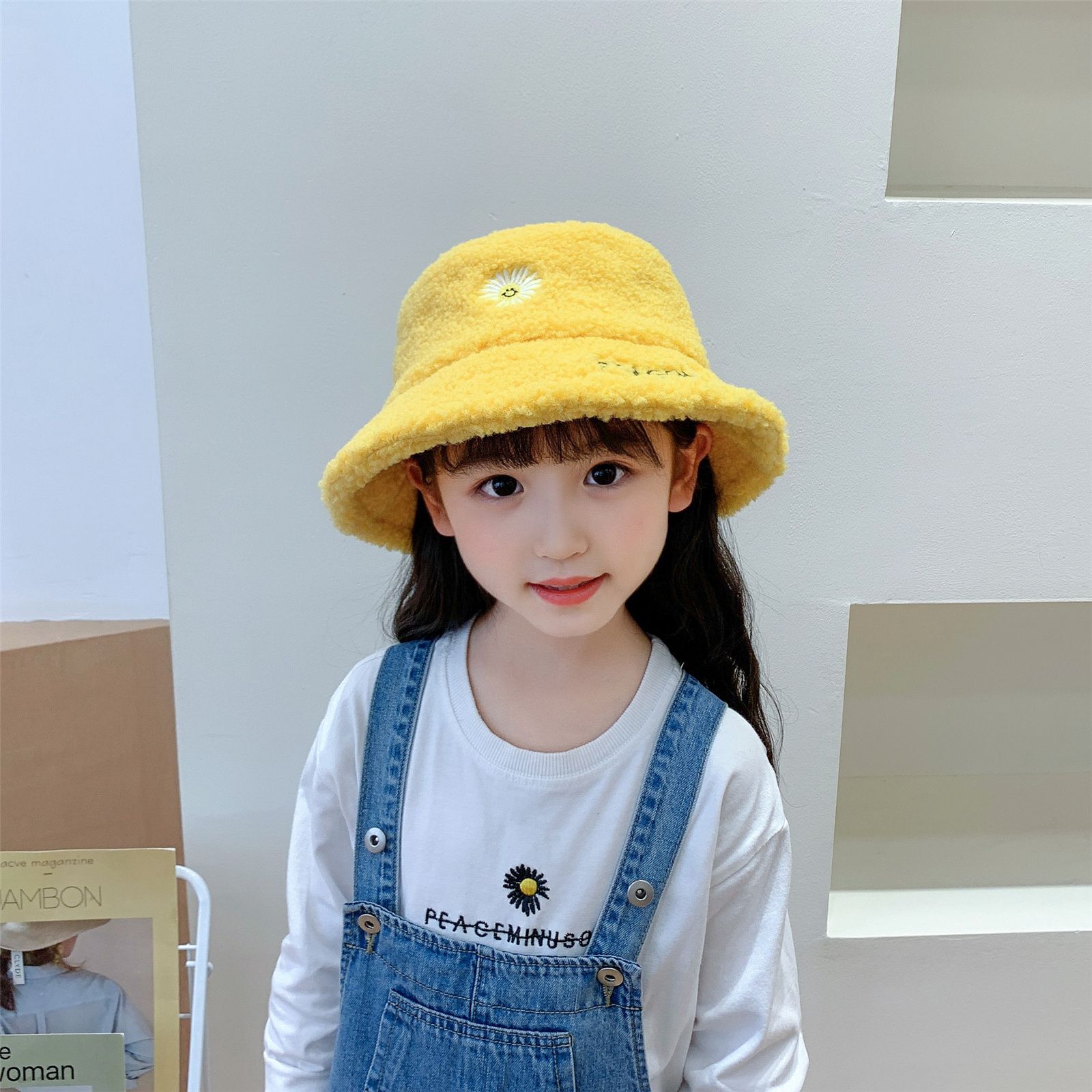 Children's hats boys and girls Autumn winter Baby Korean version hood lamb down thickened basin hat fashion trend thumbnail