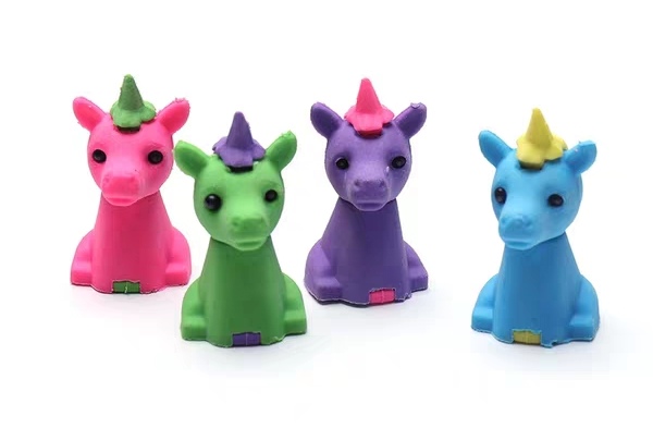 3D拼装独角兽动物橡皮擦儿童文具趣味  