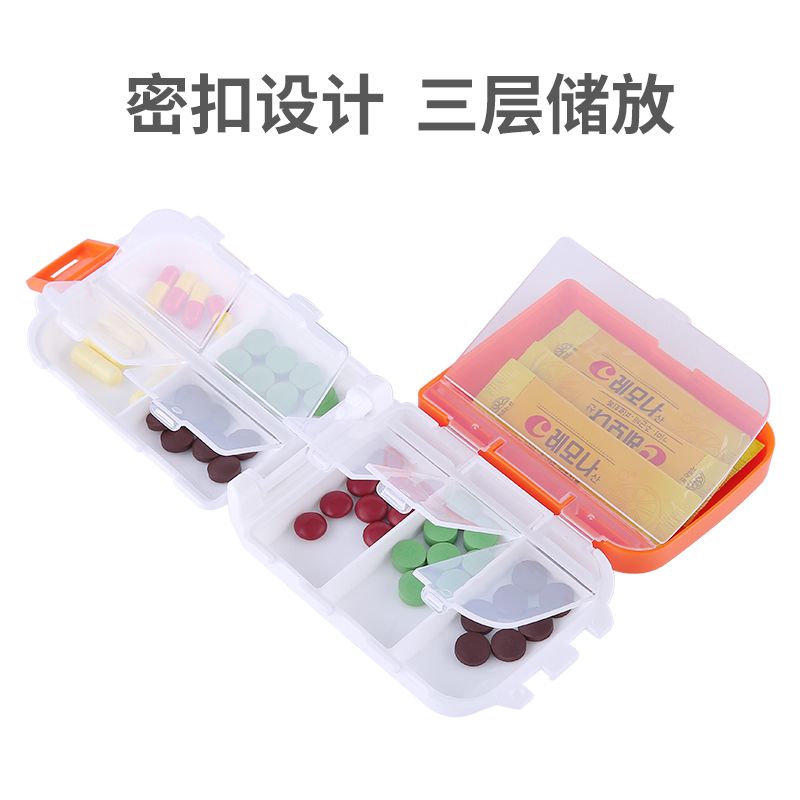 Creative small medicine box, portable one-week dispensing medicine box, portable storage mini folding medicine box
