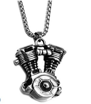 Punk necklace motorcycle engine pendant stainless steel men and women pendant 316L stainless steel pendant thumbnail