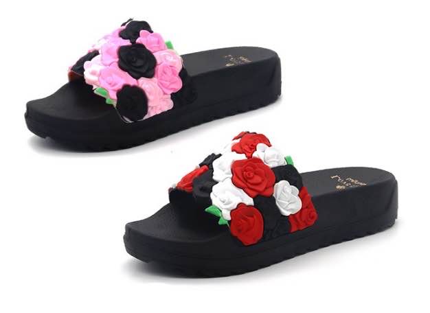 dorashoes Ladies high-heeled floral fashion slippers
