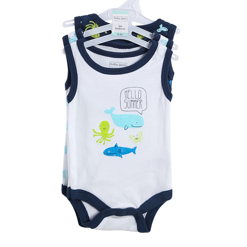 新款婴儿童无袖连体衣男款夏季背心三角哈衣新生儿包屁衣宝宝爬服详情图6