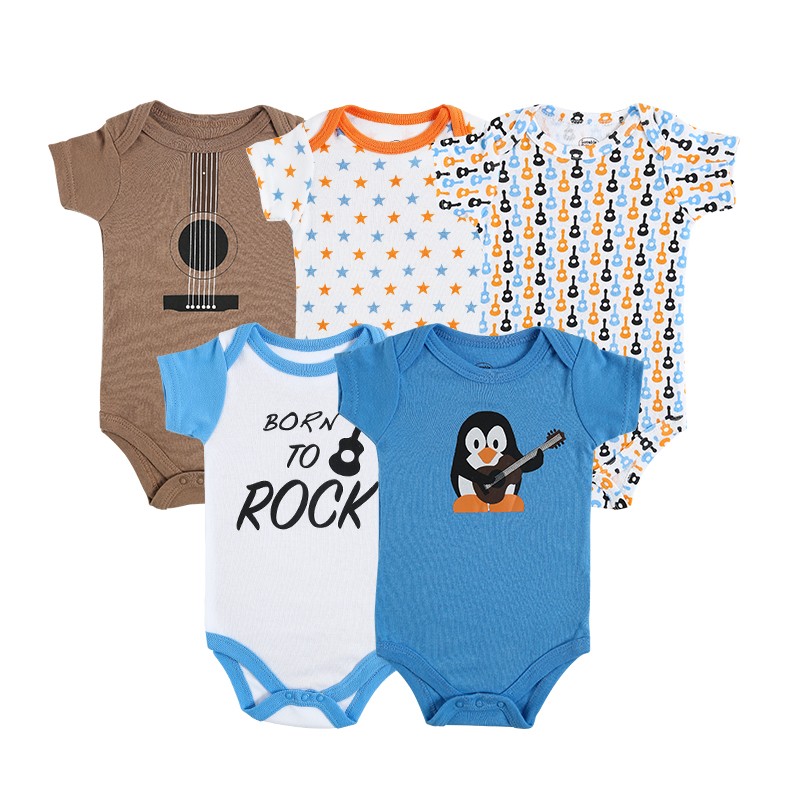 新生婴儿连体衣服夏装新款五件套纯棉三角哈衣宝宝爬服欧美卡通款详情图5