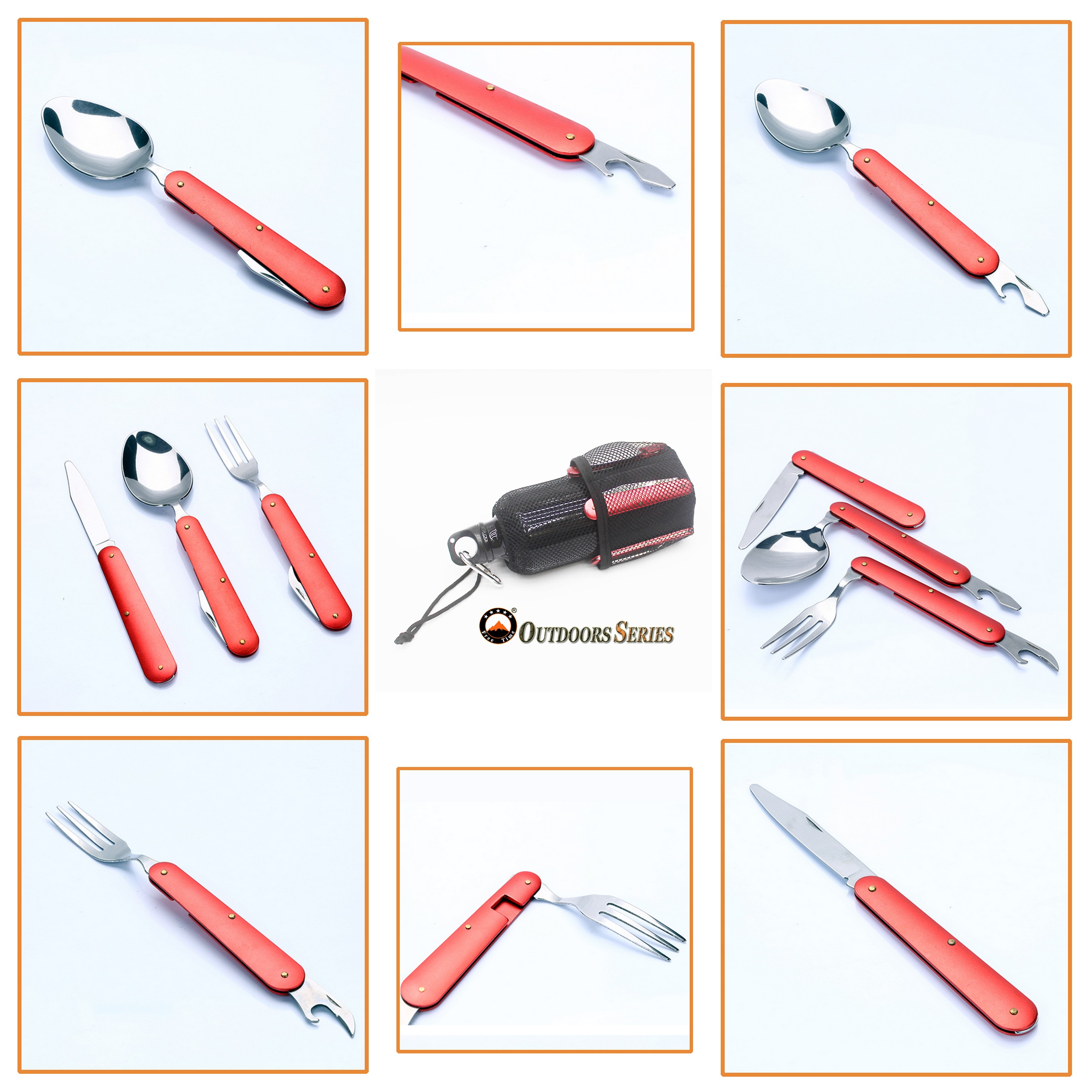 Aluminum kettle set, travel set, tableware and supplies, outdoor sports kettle set, knife, fork and spoon set pic 1