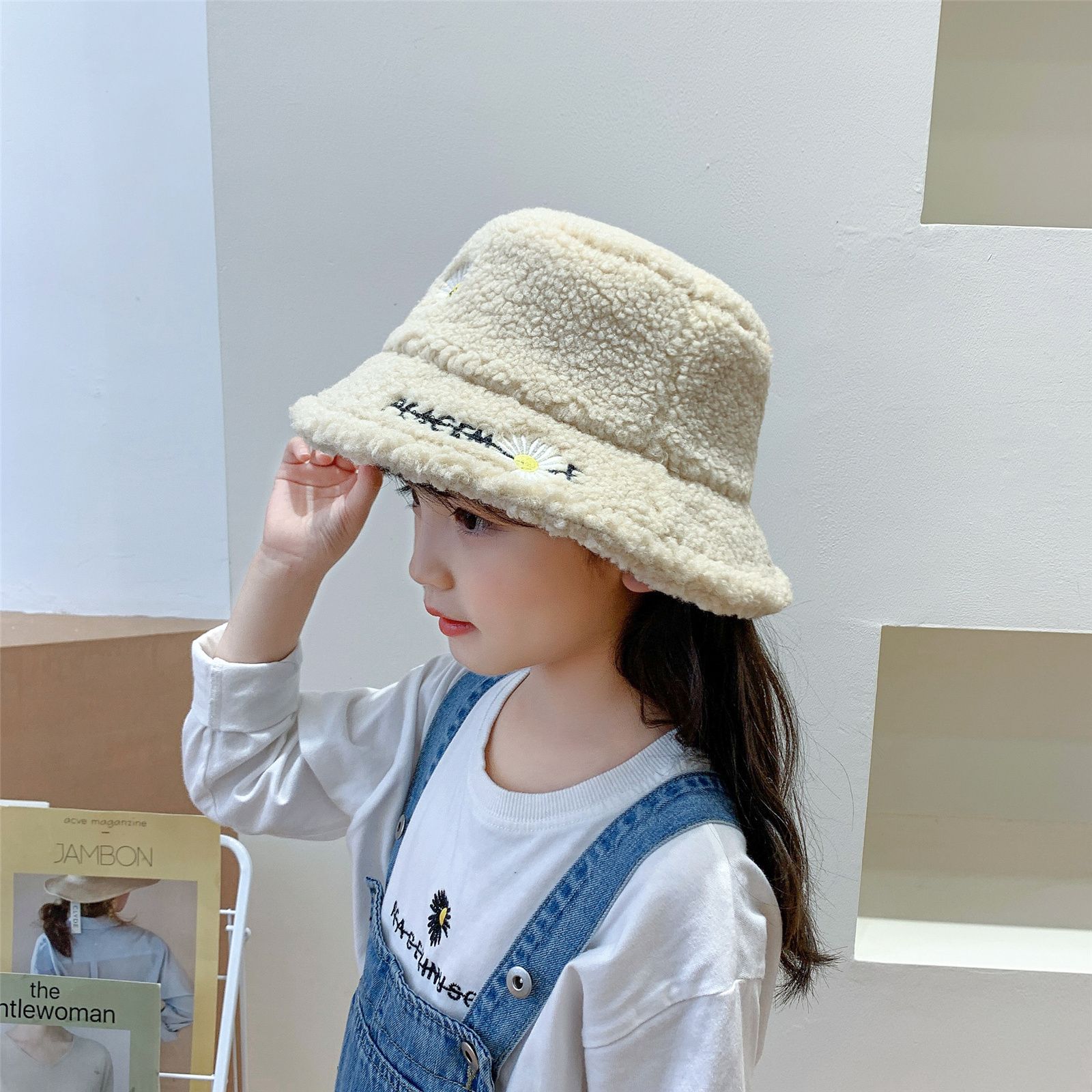 Children hat Fisherman hat boys and girls Autumn winter baby hood \ Hood lamb down thickened basin hat trend thumbnail