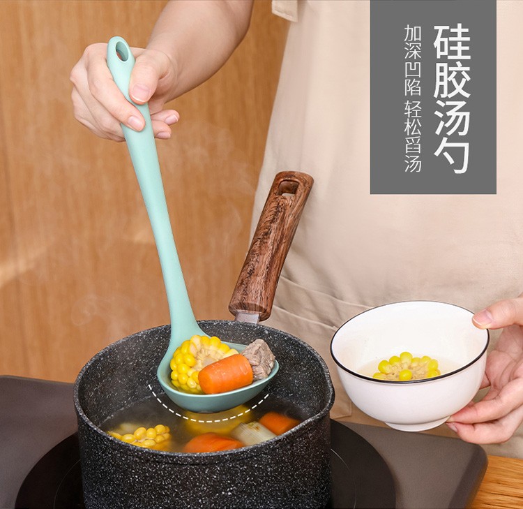 Silicone spatula, soup spoon, non-stick pan, stir-frying spatula, spatula and soup spoon set, household kitchenware set (soup spoon) detail image 10