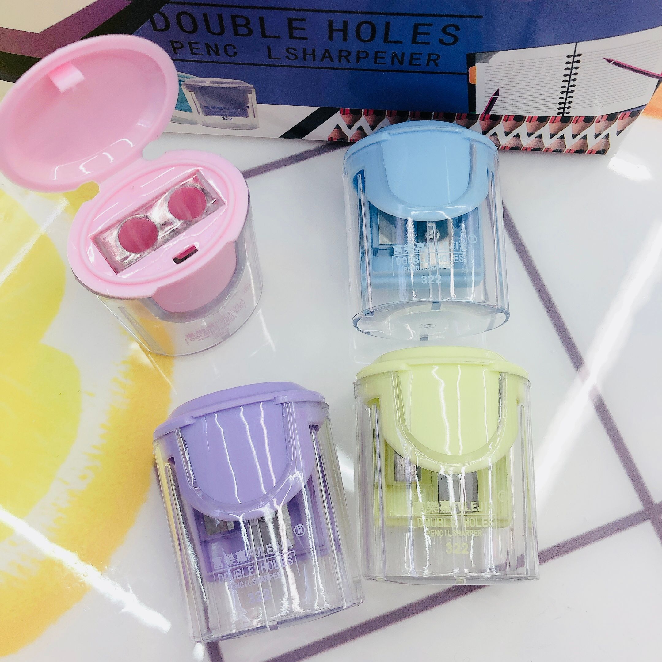 Fulejia 322 Double-hole macaron color Series Public funds pencil sharpeners student prizes