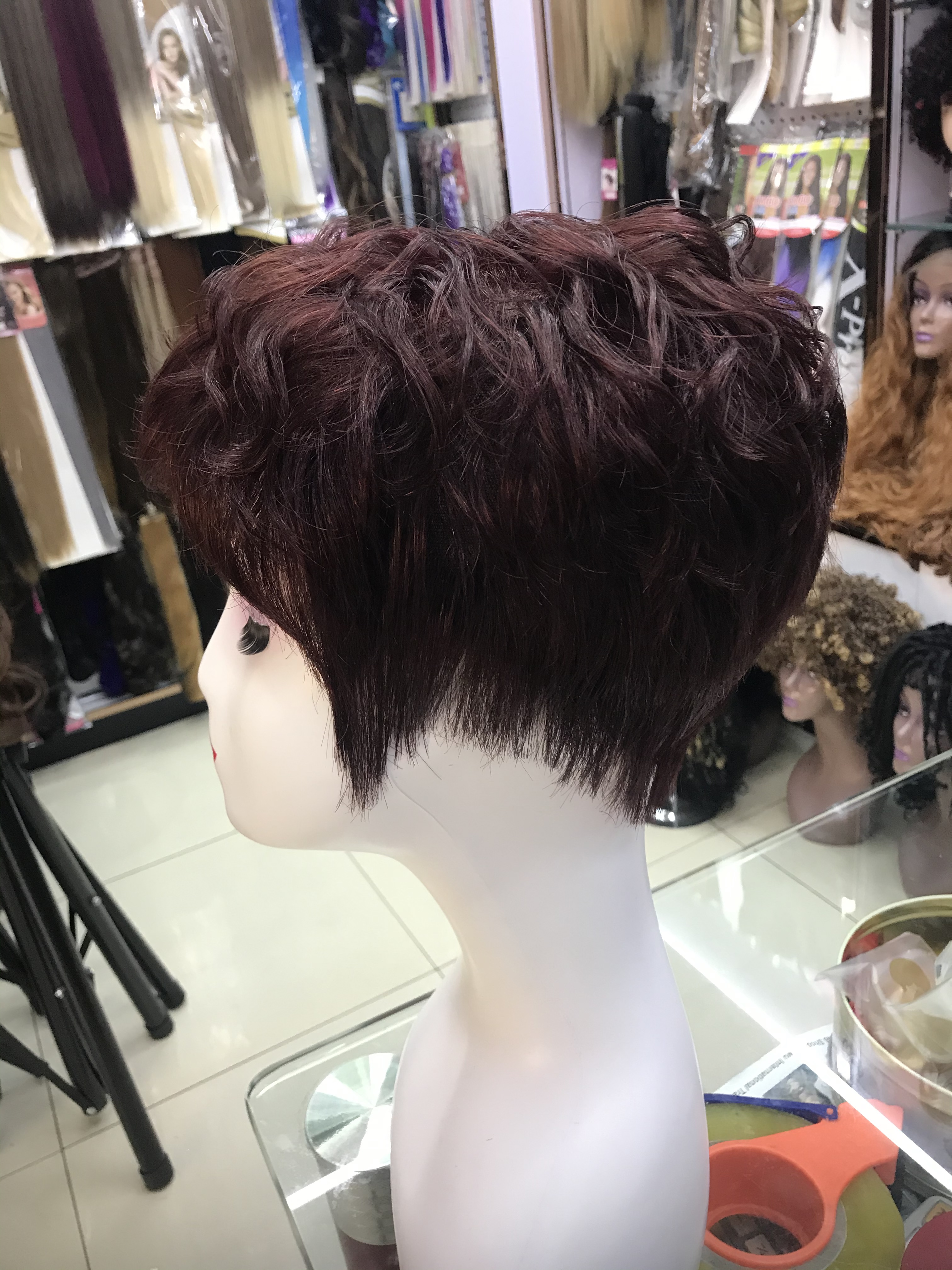 中老年真发全手织头套细节图