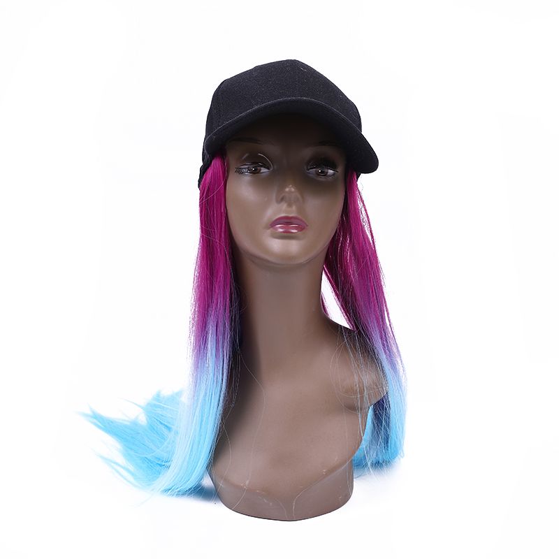 Double-color dyed high-temperature silk straight hair baseball caps, custom-made festival hats and wigs