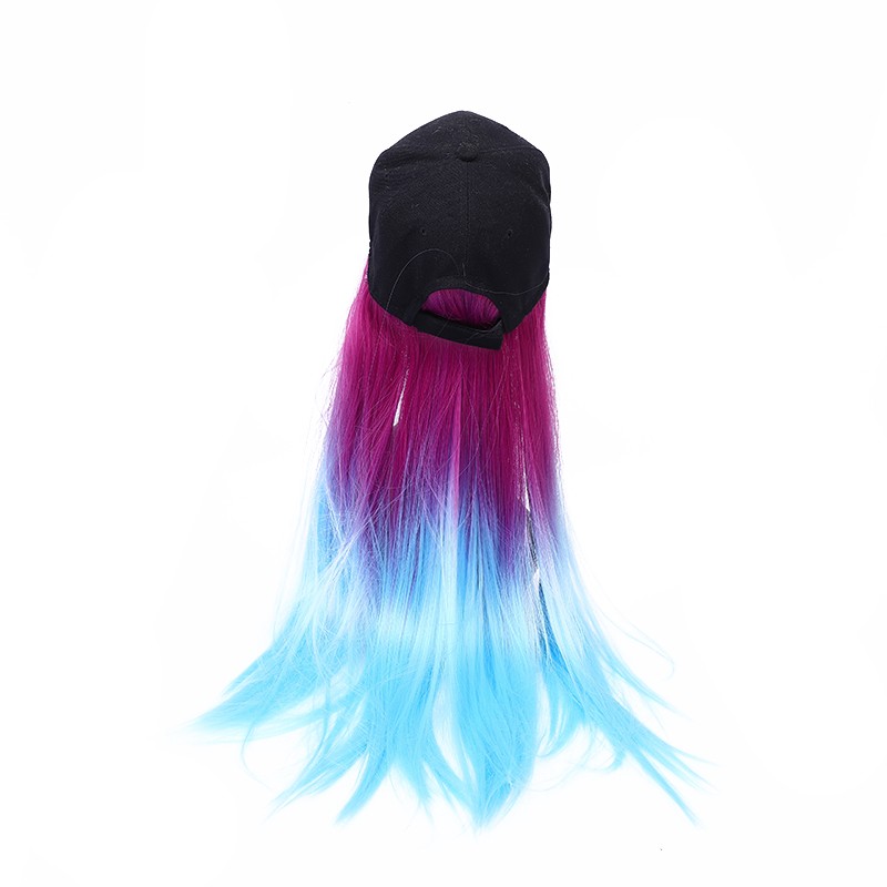 Double-color dyed high-temperature silk straight hair baseball caps, custom-made festival hats and wigs pic 2