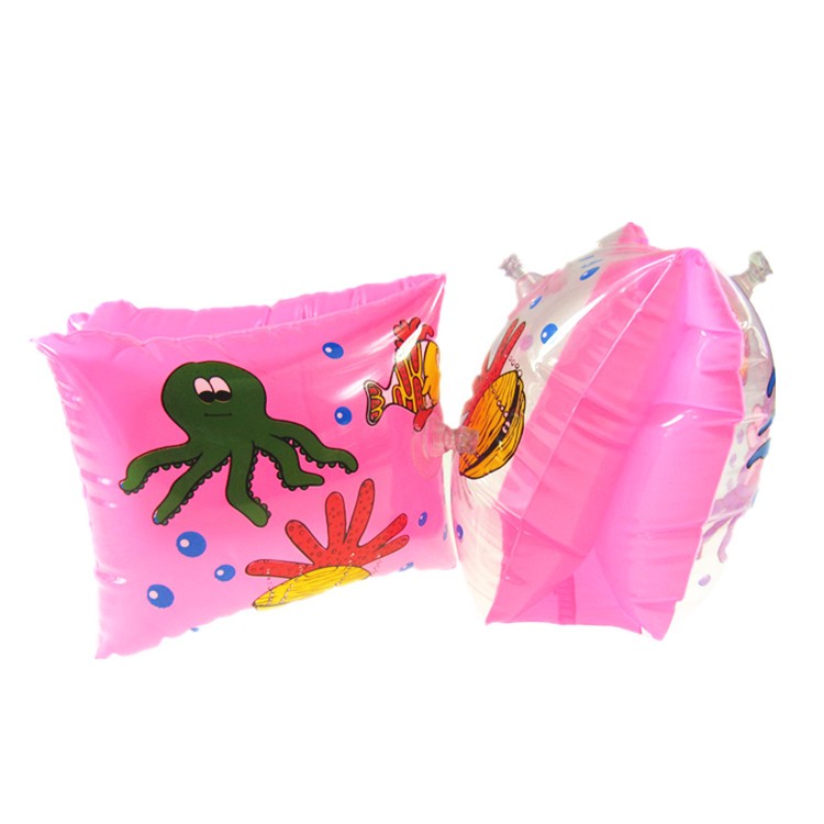 游泳装备儿童游泳水袖 冲气囊 手臂圈 保护圈 儿童透明水袖 粉色详情图1