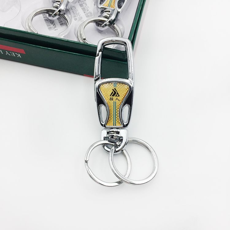 Strong Person Keychain Stainless steel Metal Double Ring Keychain 469 box set details Picture