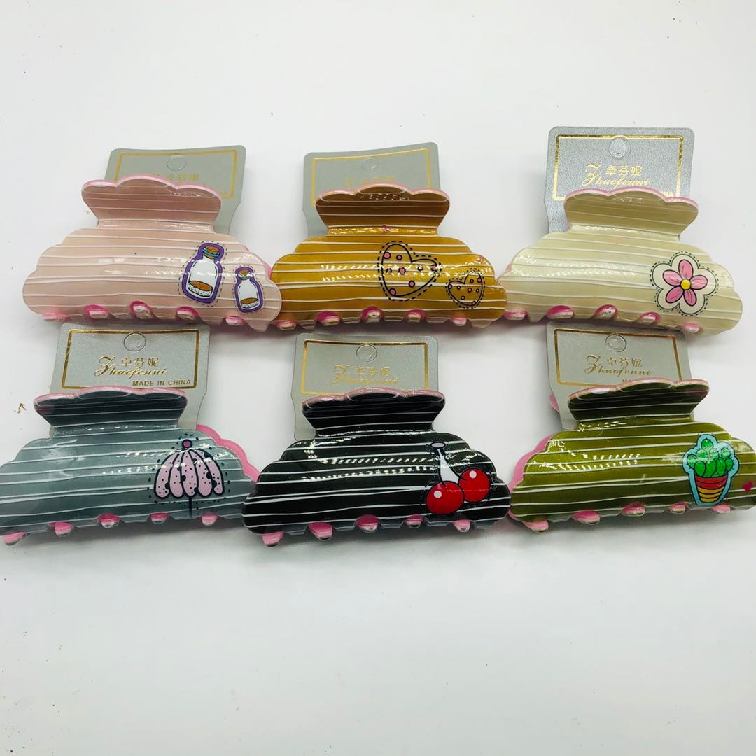 Cute cartoon fruit animal acrylic hair clips for girls, sweet back of the head hair clips, texture hair grabbers detail image 1